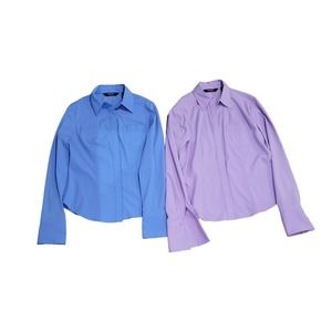 Express Stretch Button Down Long Sleeve Shirts/Set of Two/Size 5/6